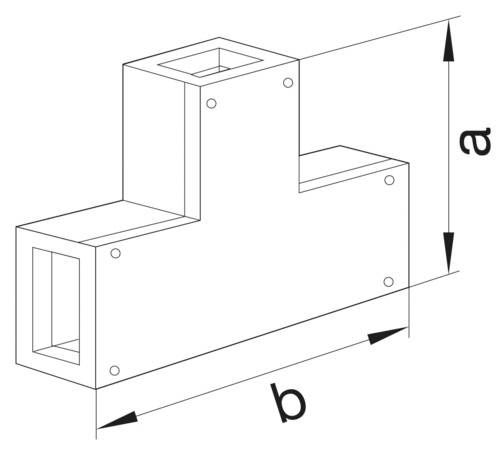 Izometryczne przedstawienie prostokątnego obiektu 3D z dwoma osiami. Wysokość 'a', szerokość 'b'. Odpowiednie do planów technicznych.