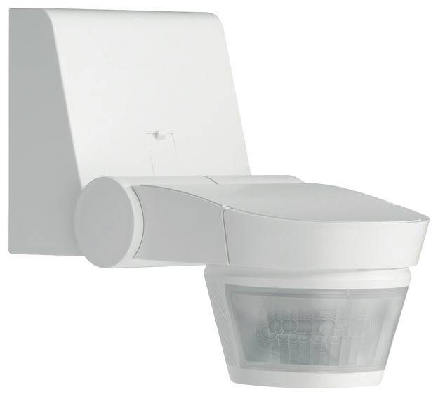 Czujnik ruchu zamontowany na ścianie, w prostym, białym designie.