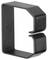 Czarny, prostokątny element plastikowy z otwartym rowkiem po jednej stronie, który prawdopodobnie stanowi uchwyt lub zacisk.