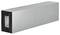 Kanał wentylacyjny metalowy, prostokątny, monochromatyczny w kolorze srebrno-szarym, z otwartym końcem, przeznaczony do zastosowań wentylacyjnych lub w systemach HVAC.