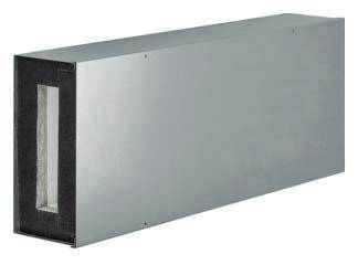 Prostokątny, szary kanał wentylacyjny wykonany z metalu, prawdopodobnie będący częścią klimatyzacji lub systemu wentylacyjnego.