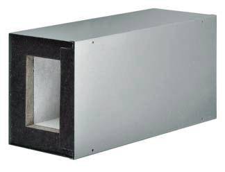 Prostokątny, metalowy kanał wentylacyjny z otwartym końcem, stosowany w budynkach do cyrkulacji powietrza.