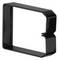 Czarny, kwadratowy ramka adaptera z jedną otwartą stroną do montażu w urządzeniach technicznych lub panelach.