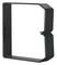 Czarny, prostokątny metalowy ramka z fazowanymi krawędziami i zagięciem do wewnątrz po prawej stronie.