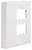 Biała, prostokątna płyta montażowa z dwoma wycięciami do mocowania komponentów na ścianie.