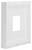 Biała plastikowa podstawa do urządzenia elektronicznego lub panelu, z prostokątnym wycięciem pośrodku, przeznaczona do zastosowań wewnętrznych.
