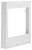 Biały, prostokątny ramka z tworzywa sztucznego z otwartym centrum. Prawdopodobnie ramka montażowa lub osłonowa do urządzenia.