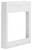 Biały, prostokątny plastikowy frame, pusty w środku, do instalacji elektrycznych.