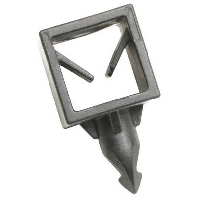 Plastikowy klips mocujący w kształcie kwadratu z ostro zakończonym końcem i wewnętrznymi uchwytami. Stosowany do mocowania obiektów.