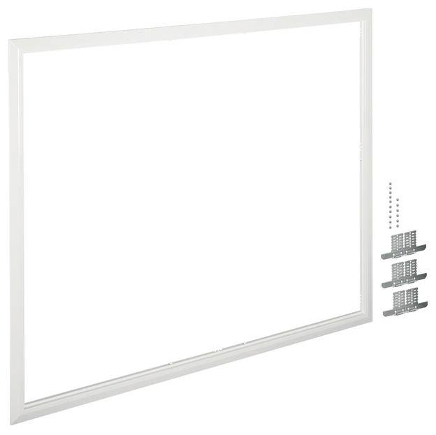 Metalowa rama w kolorze białym wraz z elementami mocującymi; odpowiednia do instalacji siatki przeciw owadom lub osłony przeciwsłonecznej w oknach.