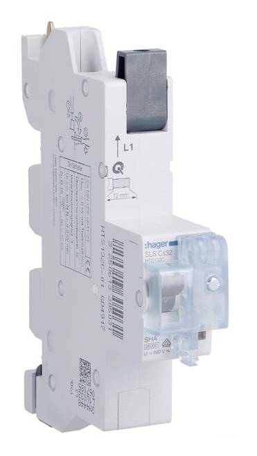 Na ilustracji przedstawiono automatyczny wyłącznik nadmiarowo-prądowy. Posiada on przełącznik kołyskowy i jest przeznaczony do ochrony systemów elektrycznych.