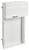 Pionowa, biała szafa sterownicza z zamkniętą pokrywą i zamknięciami bocznymi. Odpowiednia do instalacji elektrycznych.