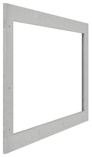 Metalowa rama w kształcie prostokąta, przedstawiona w perspektywie bocznej, na białym tle.