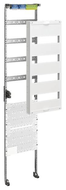 Pionowy system montażowy z wieloma uchwytami i białą pokrywą, odpowiedni do instalacji elektrycznych.