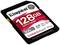 Karta SD 128GB, marka 'Kingston', model 'CANVAS React Plus', prędkość 300MB/s, SDR2, V90, odpowiednia do nagrywania wideo 4K.