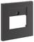 Czarny kwadratowy ramka z centralnym okrągłym otworem. Odpowiedni do montażu włączników elektrycznych lub gniazd.