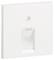 Biała plastikowa osłona ścienna z prostokątnym wycięciem na dole i małym otworem pośrodku górnej części.