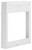 Biały, prostokątny ramka z otwartym wnętrzem. Ramka jest prosta i funkcjonalna, prawdopodobnie wykonana z tworzywa sztucznego.