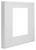 Biała rama z prostokątnym wycięciem. Brak widocznego obiektu wewnątrz ramy, prawdopodobnie element obudowy.