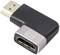 Czarny adapter HDMI w kształcie litery L z pozłacanym wtykiem i żeńskim gniazdem HDMI 8K UHD.