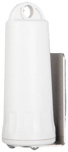 Biała plastikowa podstawa z metalową płytką montażową, odpowiednia do mocowania na ścianie. Idealna do różnorodnych zastosowań domowych.