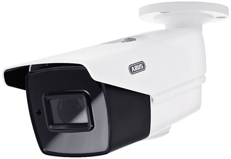 Kamera monitorująca w nowoczesnym designie, zamontowana na suficie. Posiada prostokątną obudowę i czarną strefę obiektywu.