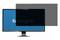Ekran komputerowy z zdejmowanym filtrem prywatyzującym, który chroni treść przed ciekawskimi spojrzeniami.