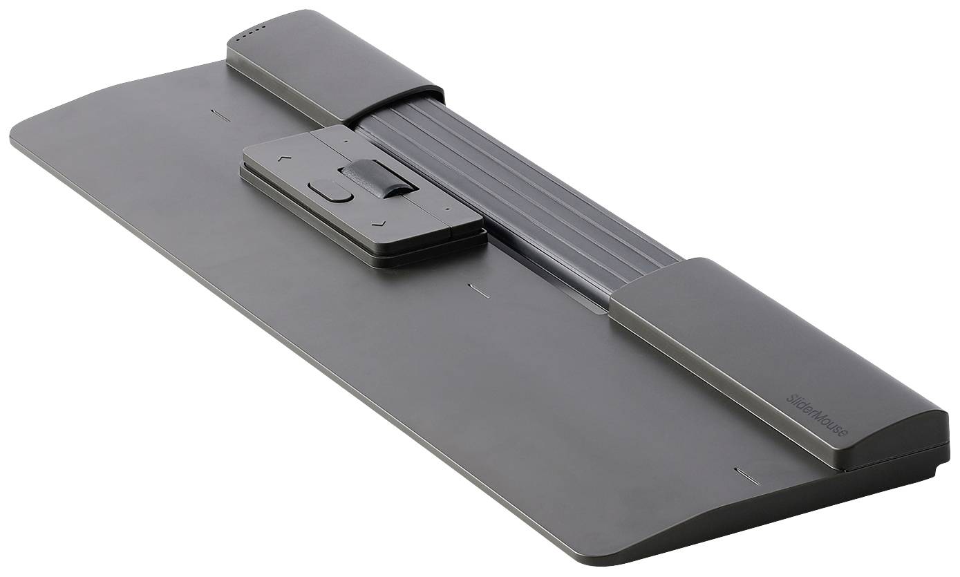 Ergonomiczne urządzenie wprowadzające z długą, wąską powierzchnią dotykową i centralnym panelem sterowania. Zoptymalizowane dla wygodnej obsługi komputera.