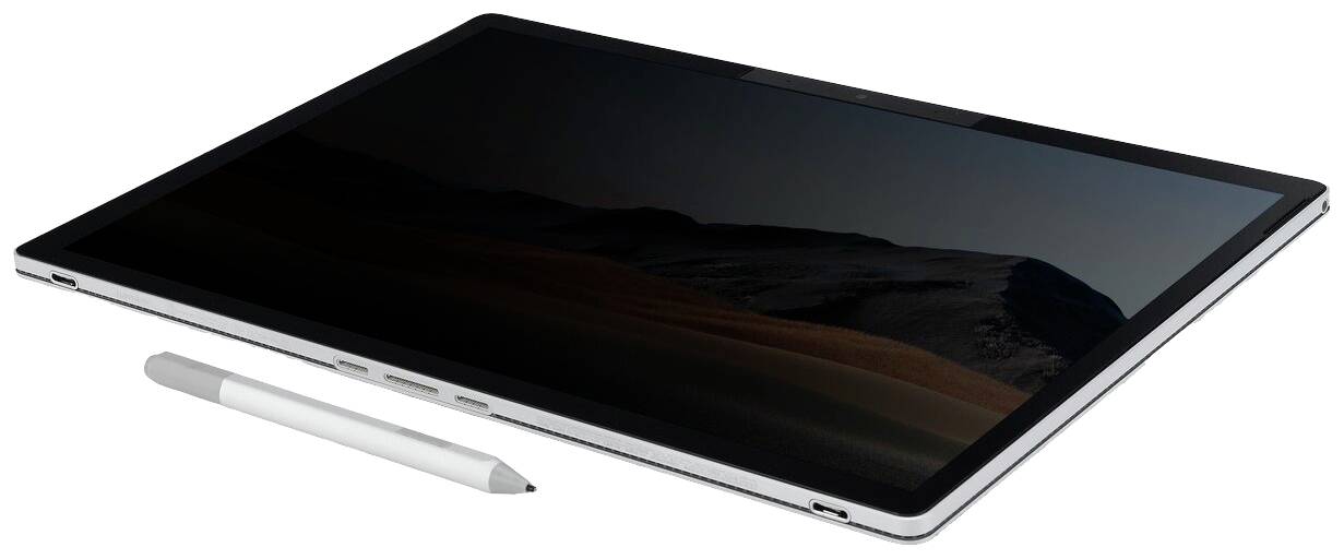 Tablet-PC z odłączaną klawiaturą i rysikiem. Ekran wyświetla ciemną powierzchnię. Zaprojektowany z myślą o elastycznej pracy i rysowaniu.