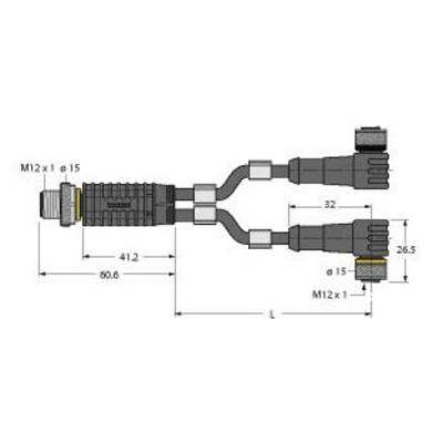 Techniczny rysunek przedstawia trójnik z wymiarami. Wymiary: 60 mm, 41,2 mm, 32 mm. Oznaczenia M12x1 na obu końcach.
