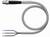 Szary kabel z trzema odkrytymi końcami: niebieskim, brązowym i czarnym. Lewy koniec posiada metalowy wtyk.