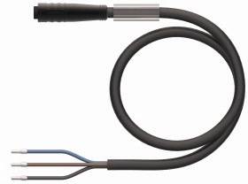 Czarny kabel audio z okrągłą wtyczką po jednej stronie i trzema luźnymi, kolorowymi przewodami po drugiej stronie.