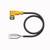 Żółty kabel z wtyczką kątową oraz czterema odkrytymi przewodami: niebieskim, białym, brązowym i czarnym. Nadaje się do podłączeń elektrycznych.