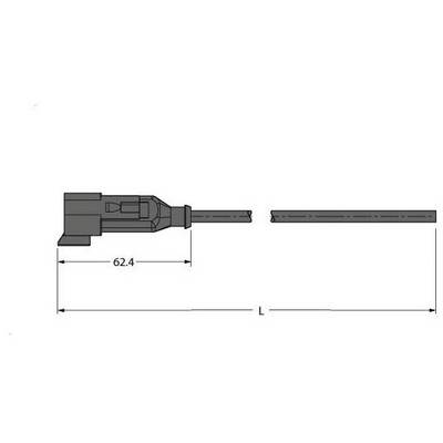 Rysunek techniczny złącza o całkowitej długości 'L'. Długość złącza wynosi 62,4 mm.