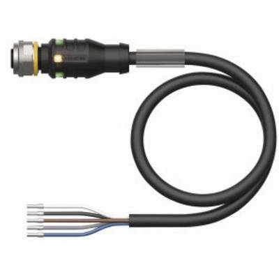 'Czarny, skręcany kabel z wtyczką i odkrytymi końcówkami, odpowiedni do połączeń elektrycznych i instalacji.'