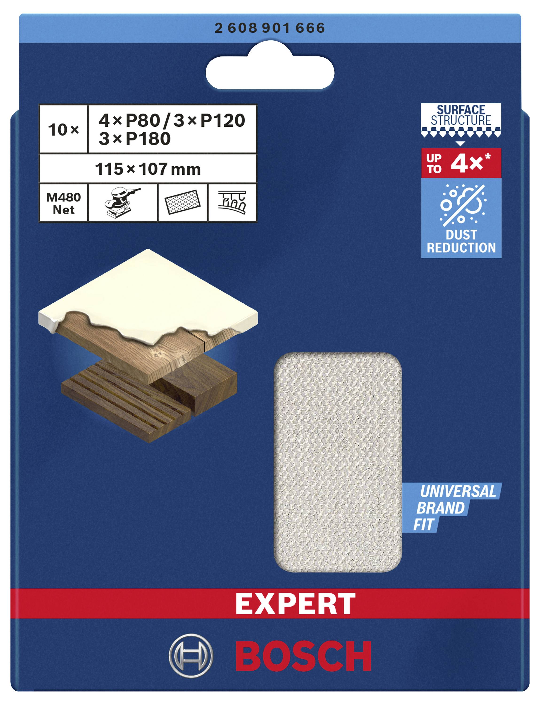 Шліфувальна сітка для орбітальних шліфувальних машин Bosch Accessories 2608901666 115 мм 1 комплект