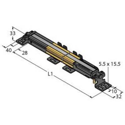 Rysunek techniczny elementu elektronicznego z wymiarami: długość L1, wysokość 40 mm, szerokość 33 mm, złącze 5,5 x 15,5 mm.
