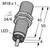 Rysunek techniczny cylindrycznego czujnika z gwintem M18, wskaźnikiem LED oraz wymiarami: 45 mm, 50 mm, 4 mm.