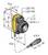 Rysunek techniczny cylindrycznego czujnika z wymiarami, gwintem M18x1, diodami LED żółtą i zieloną oraz przewodem o średnicy 8,4 mm.