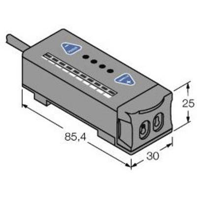 Rysunek prostokątnego elementu elektronicznego o wymiarach: długość 85,4 mm, szerokość 30 mm, wysokość 25 mm.