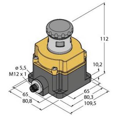 Rysunek przedstawia techniczną ilustrację kwadratowego czujnika z oznaczeniami wymiarów w milimetrach.