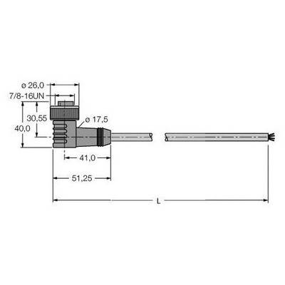 Rysunek techniczny wtyczki z wymiarami: Średnica 26 mm, długość 51,25 mm. Gwint połączeniowy: 7/8-16UN. Widok z góry i widok z boku.
