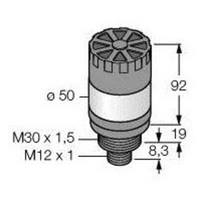 Rysunek techniczny części cylindrycznej z wymiarami: średnica 50 mm, wysokość 92 mm. Gwint M30 x 1,5 oraz M12 x 1.