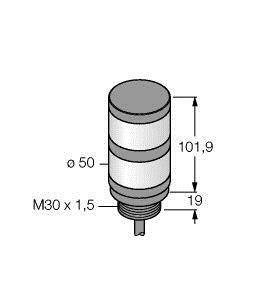 Rysunek techniczny cylindrycznego elementu o następujących parametrach: wysokość 101,9 mm, średnica 50 mm, gwint M30 x 1,5.
