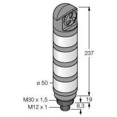 Rysunek przedstawia rysunek techniczny obiektu cylindrycznego o następujących wymiarach: wysokość 237 mm, średnica 50 mm, gwint M30 x 1,5 oraz M12 x 1.