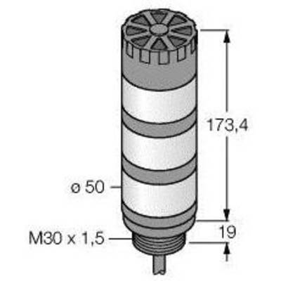 Rysunek techniczny elementu cylindrycznego o średnicy ø 50 mm x 173,4 mm, gwint M30 x 1,5 x 19 mm.