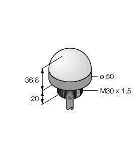 Rysunek techniczny części cylindrycznej o następujących wymiarach: średnica 50 mm, wysokość 36,8 mm, gwint M30 x 1,5.