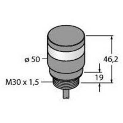 Rysunek cylindrycznego obiektu z wymiarami: średnica 50 mm, całkowita wysokość 46,2 mm, gwint M30 x 1,5, wysokość dolnej części 19 mm.