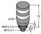 Rysunek techniczny cylindrycznego obiektu z wymiarami: wysokość 72 mm, średnica 50 mm. Gwint M30 x 1,5 oraz M12 x 1.