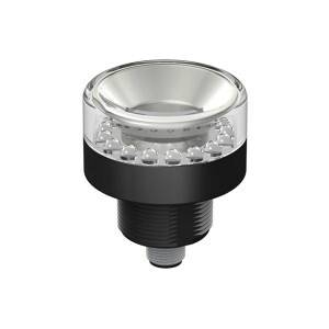 Lampa LED z przezroczystą obudową i czarną podstawą. Idealna do energooszczędnego oświetlenia w mieszkaniach lub miejscach pracy.